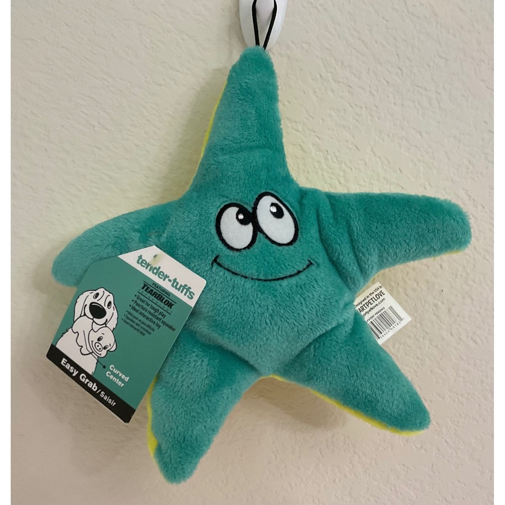 SmartPetLove‎ Tender-Tuffs Starfish Dog Toy Teal Yellow Squeaker TearBlok Medium
